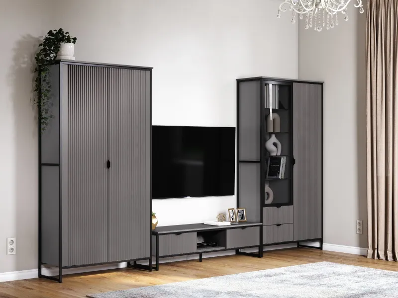 Шкаф двухдверный "Нора" гостиная Графит