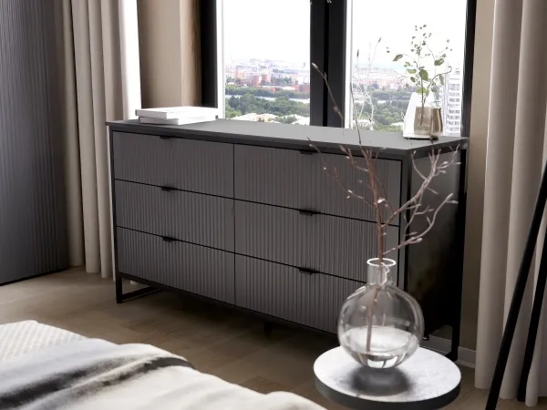 Комод 6 ящ "Нора" спальня Графит